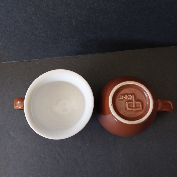 Pair Vintage Porcelain Classic Brown Bar Quality Espresso Cups, Nuova Point - Picture 2 of 9